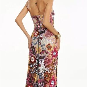 Floral Embroidered Strapless Dress
